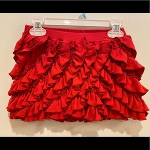 Red ruffle skort